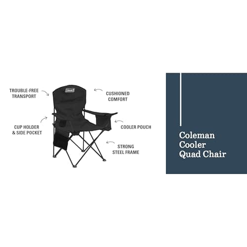 Coleman Portable Camping Chair with 4-Can Cooler, Cushioned Seat & Back with Side Pockets & Cup Holder, Carry Bag Included, Great for Camping, Tailgating, Firepits, Patio, & More 9