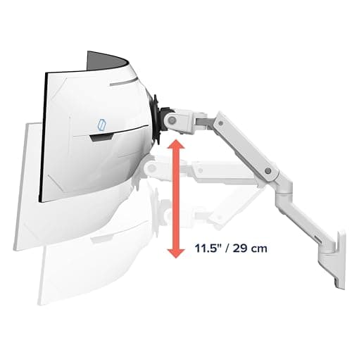 Ergotron – HX VHD Premium Heavy Duty Gaming Monitor Arm, Single Monitor Wall Mount – for 1000R Curved Ultrawide Monitors Up to 57 Inches, 9-14 Inches Depth, VESA 75x75mm or 100x100mm – White 6