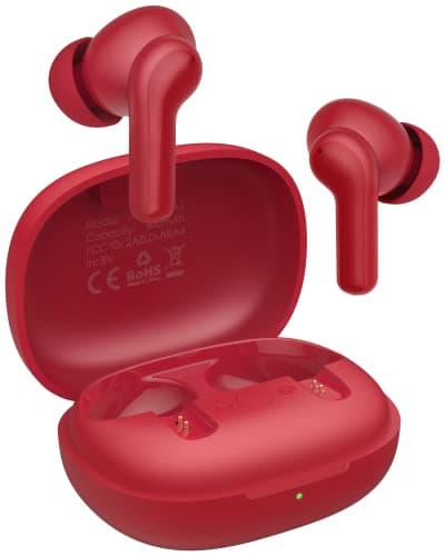 AIHOOR Wireless Earbuds for Music and Sports, Bluetooth 5.3 in-Ear Headphones with Extra Bass, Built-in Mic, Touch Control, USB Charging Case, 30hr Battery Earphones (Red A4ANC)