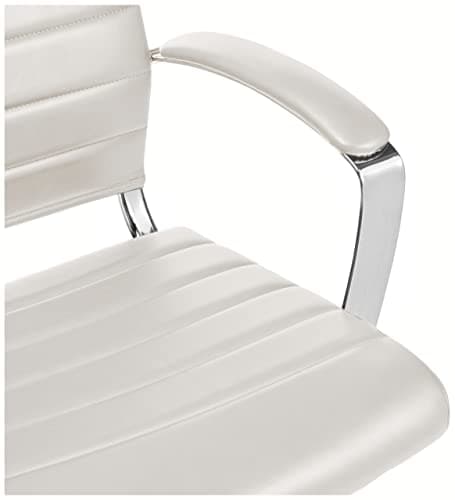 Amazon Basics High-Back Swivel Office Chair with Lumbar Support, Ergonomic Ribbed Faux Leather, Modern Style, 45.25" x 24.75" x 23.25", Stunning White 5
