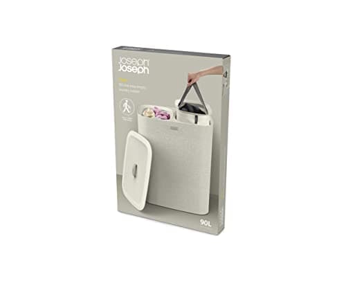 Joseph Joseph Tota 90 liter/23.8 gallon Laundry Hamper Separation Basket with lid, 2 Removable Washing Bags with Handles - Ecru 6