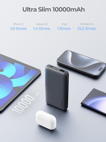 AMEGAT Portable Charger, 10000mAh 30W USB C Power Bank PD Fast Charging Slim Portable Phone Charger Battery Pack for Phone, MacBook, Laptops, Earbuds and More 3