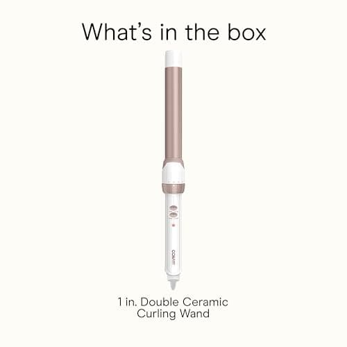 Conair Double Ceramic 1-Inch Curling Wand, Produces Flawless Waves, Curling Iron for Use on Medium and Long Hair, 30 Heat Setting Curling Iron, White 8