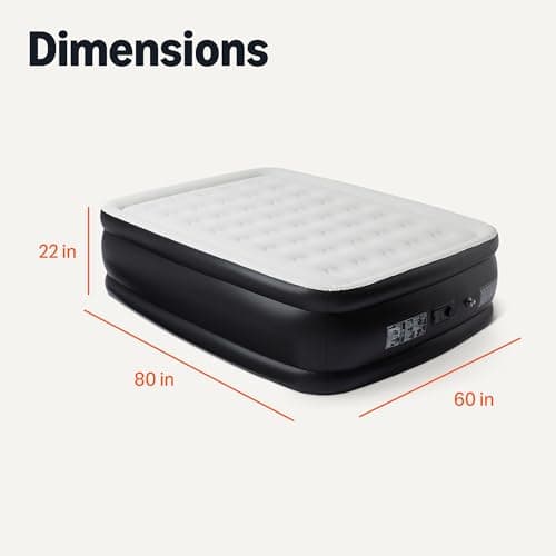 Amazon Basics Inflatable Air Mattress, Queen Size, 22in Height, with Built-in Pump, for Guests or Camping 5