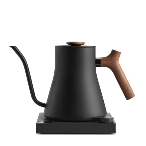 Fellow Stagg EKG Pro Electric Gooseneck Kettle - Pour-Over Coffee and Tea, Quick Heating, Precise Temperature Control, Scheduling, Built-in Brew Timer, Matte Black with Walnut Wood Handle, 0.9 Liter