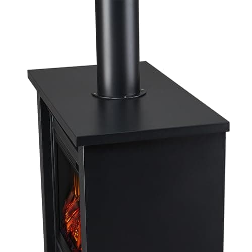 Real Flame Black Hollis Electric Fireplace - Freestanding with Remote Control - 6 Flame Colors & 5 Brightness Levels, Black 9