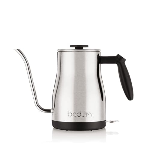 Bodum 34oz Bistro Gooseneck Electric Water Kettle, Pour Over Coffee & Tea, Brushed Stainless Steel