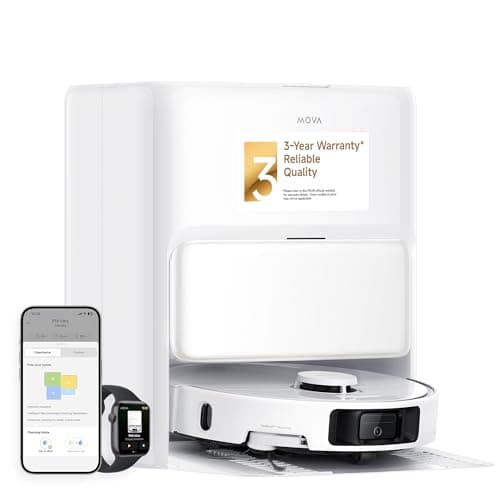 Mova P50 Ultra Robot Vacuum Cleaner with Flexible Mop, 19,000 Pa Suction Power with Anti-Tangle Brush, Corner and Edge Cleaning, 167℉ Automatic Cleaning & Self-Drying & Cleaning, Auto Empty & Refill