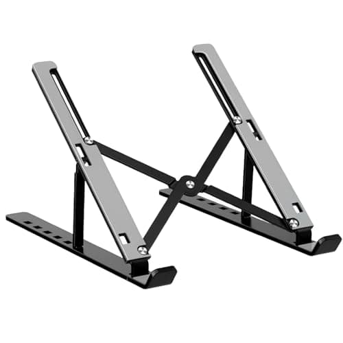 Kpxidong Aluminum Alloy Laptop Holder - Upgraded Design+7 Angles Adjustable Ergonomic Foldable Desktop Riser for HP, Dell 9-17' Laptops (Black)