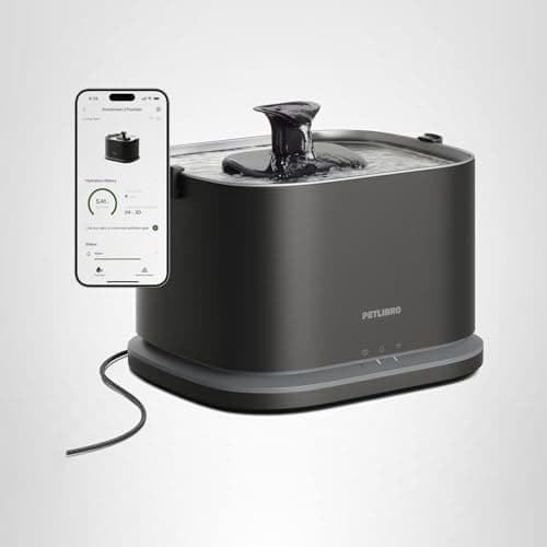 PETLIBRO Upgrade Cat Water Fountain Stainless Steel Tray, Dockstream 2 Cat Fountain Indoor, 3L/101oz Auto Cat Fountains for Drinking, App Monitoring Pet Water Fountain Dog, 5G WiFi Cat Water Dispenser 9