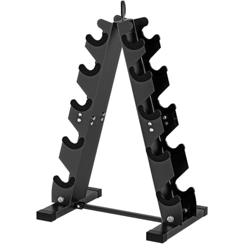 DERACY Dumbbell Rack Stand Only, Heavy Duty A-Frame Dumbbell Storage Rack, 5 tier Steel Dumbbell Holder for Home Gym Space Saver