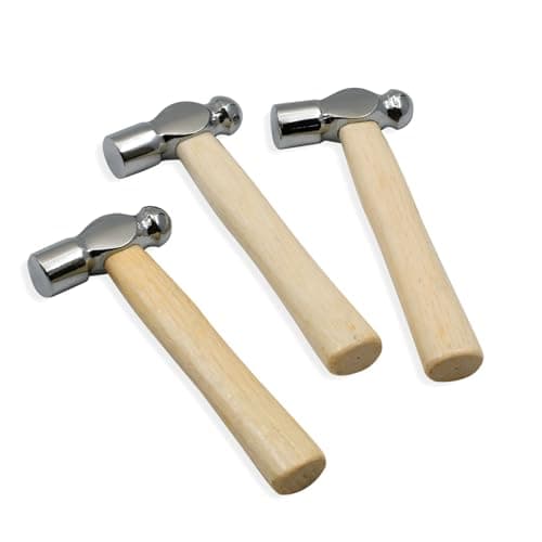 Zalaxt Mini Wooden Handle Round Head Hand Hammer,3 PCS Reinforced Ball Hammer,Mini Reinforced Ball Hammer,Round Head Wooden Handle,Escape Tool Hand Hammer for Prying Nails,Woodworking,Repairing