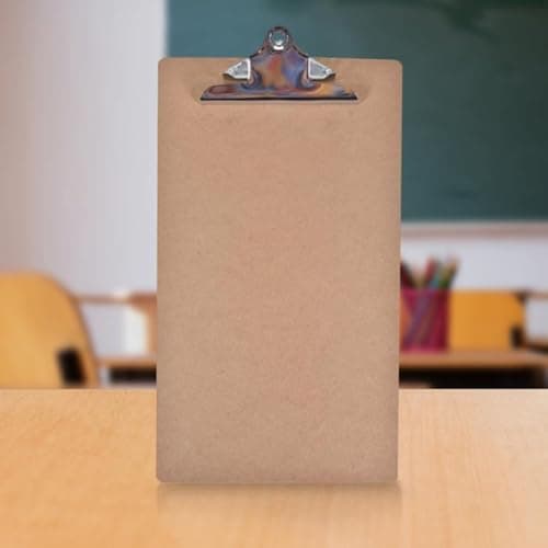 School Smart Legal Clipboard, 9 x 15-1/2 x 1/8 Inches, Hardboard, Brown, Bright Nickel 9