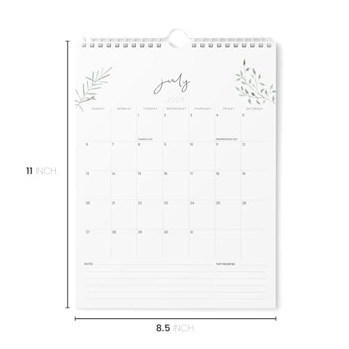 Karto Wall Calendar 2025 - Vertical 8.5x11 inch Runs Until June 2026 - Boost Your Productivity and Easy Planning with the Aesthetic Monthly Calendar - Greenery 6