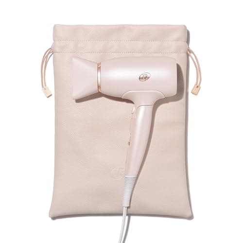 T3 Afar Lightweight Travel-Size Hair Dryer with Auto Dual Voltage, Folding Handle and Storage Bag, Fast Drying, Lightweight and Ergonomic, Frizz Smoothing, Multiple Heat and Speed Combinations
