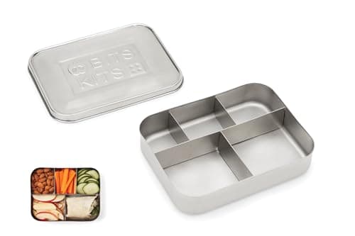 Bits Kits Stainless Steel Bento Box Lunch and Snack Container for Kids and Adults, 5 Sections