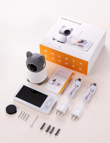 Yeluor 2K Baby Monitor, Baby Monitor with Camera and Audio, 5" Color Display, Infrared Night Vision, 2-Way Talk, Temperature & Sound Alarm, Cry & Motion Detection, Free Phone App 8