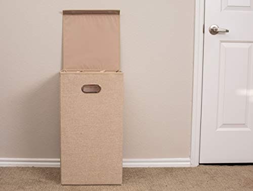 BIRDROCK HOME Single Laundry Hamper with Lid and Removable Liner | Linen | Easily Transport Laundry | Foldable Hamper | Cut Out Handles 9
