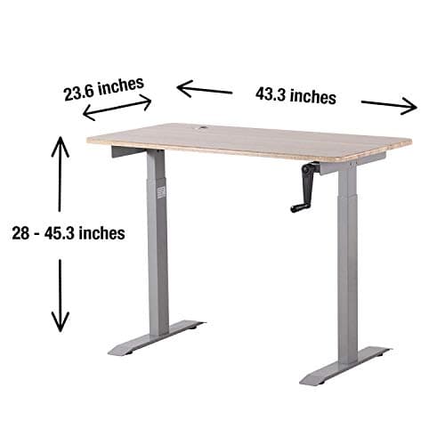 UNICOO - Crank Adjustable Height Standing Desk, Adjustable Sit to Stand up Desk,Home Office Table, Computer Table (Antique Oak Top/Grey Frame - NTCSET-01-AOG) 8