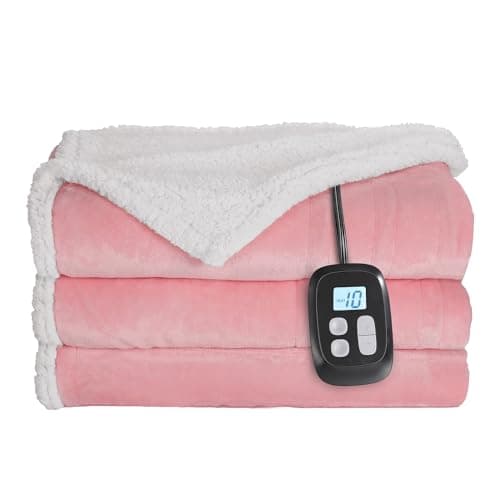 Electric Heated Blanket Full Size 72"x84", Dual-Sided Soft Flannel & Sherpa, LCD Display 10 Heat Settings with 1-12H Timer & Overnight Safe, Bed & Couch, Machine Washable, Light Pink 6