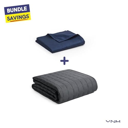 YnM Cotton Duvet Cover for Weighted Blankets (Navy, 36''x48'') 8