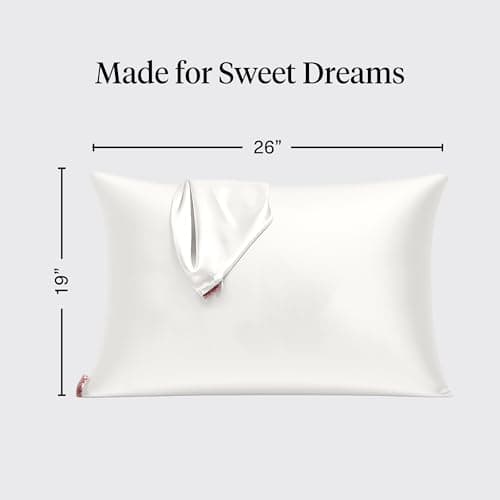 Kitsch Satin Pillowcase with Zipper for Hair & Skin - Softer Than Silk Pillow Cases, Smooth Cooling Satin Pillow Case, Wrinkle-Free, Machine Washable - Pillow Cases Standard Size (19x26) - Ivory 5