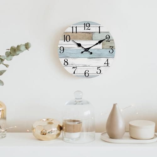 KECYET Wall Clock Battery Operated 8 Inch Silent Non Ticking Coastal Design Country Rustic Retro Decorative for Bathroom Kitchen Living Room Bedroom 7