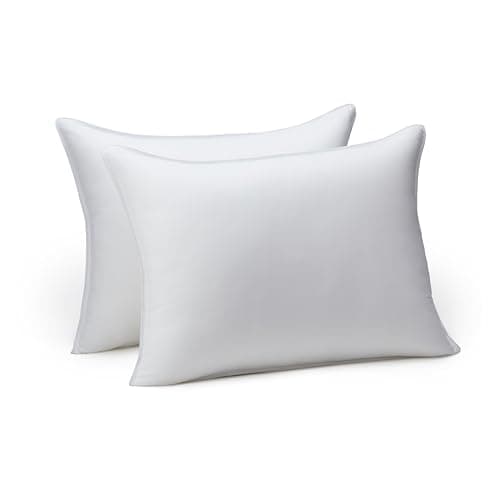 Amazon Basics Down Alternative Pillow for Back Side Sleepers, Medium Density, Standard Size, 26" x 20", 2-Pack, White