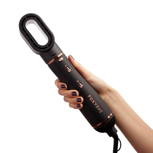 FoxyBae 3-in-1 Ceramic Interchangeable Hair Tools - Blowout Dryer - 3 Detachable Heads: 2.4" Blowout-Brush, 1.5" Hot Round Brush & Drying Cylinder Hair-Dryer & Hair Styling Set (Black Rose-Gold) 6