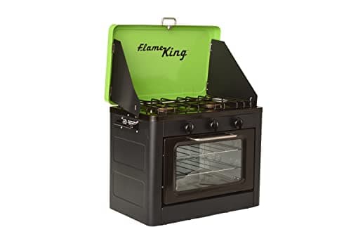 Flame King YSNHT-300 Portable Outdoor Propane Oven Stove Combo for Camping, RV, Tailgating, Trailer, Green/Black