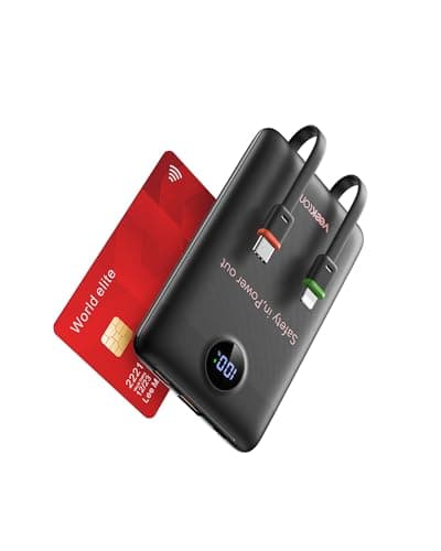 VEEKTOMX Portable Charger Built-in Cables, Slim Power Bank for iPhone, Fast Charge USB C Battery Pack Travel Essentials Phone Charger Compatible with iPhone 17/16/15/14, Samsung S25/24