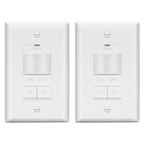 LIDER Motion Sensor Dimmer Switch for Dimmable 200W LED/CFL Lights, 3-Way, 120V, Modern Upgrade, No Neutral Required, No Ground Required, UL Listed, Wall Plate Included, White, 2 Pack, New Version