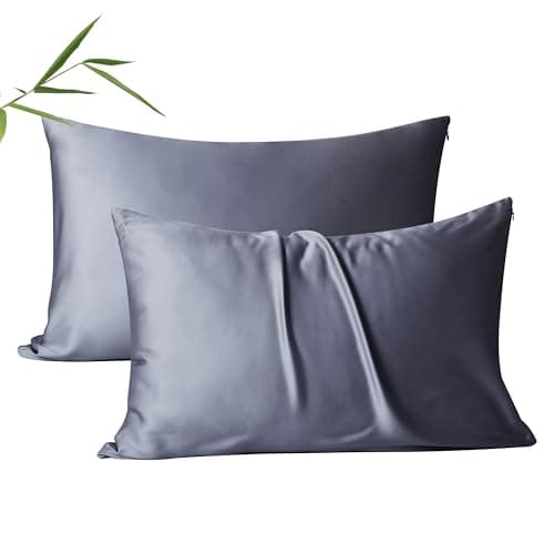 2 Pack Cooling Pillow Cases,Viscose Derived from Bamboo Pillow Protectors King Size Set of 2, 400 Thread Count Soft Silky Breathable Summer Pillow Cover with Zipper Hidden (2PCS, Darkgrey, King)