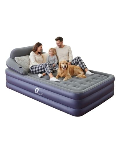 A-ER-FA Queen Air Mattress with Detachable Headboard and Cup Holder - 20 Height 700lbs Capacity Comfort Inflatable Bed for Guests Home Camping and Travel Durable Construction,Colchón Inflable,Air Bed