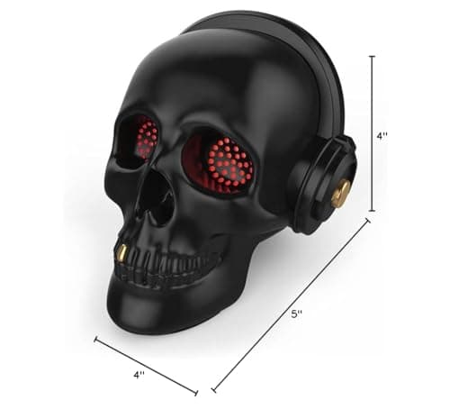 YSEECHENS Skull Bluetooth Speaker Novelty Skeleton Unique Wireless Portable Speakers with Eyes Lights Halloween Decoration (Black) 9