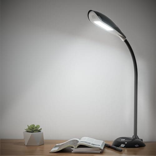 Desk Lamp, LED Eye-Caring Table Lamp, Study Lamps with Flexible Goose Neck for Bedroom, Eye-Caring Light, 3 Brightness 360° Rotation Touch Table Gooseneck Lamp, Bright for Bedroom, Study, Home Office
