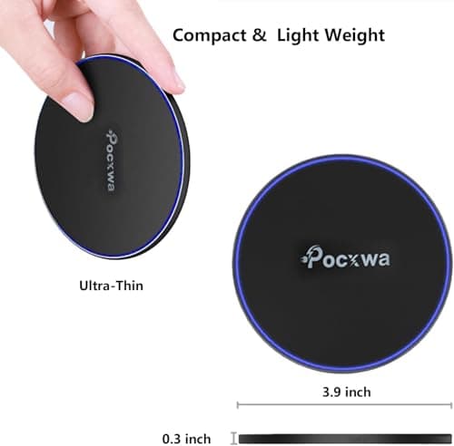 Pocxwa Wireless Charger, 15W Fast Wireless Charging Pad Compatible with Samsung Galaxy S25 Ultra S24 Plus S23 S22 S21 S20 S10 S9 S8, iPhone 16 15 14 13 12 11 XR X, Google Pixel 9 8 7, LG G7 G8 ThinQ 5