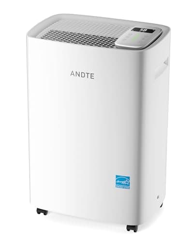 5500 Sq.Ft Energy Star Dehumidifier for Basement Home, ANDTE 80 Pints Large Room Dehumidifiers Efficient with Drain Hose & 1.32 Gal Tank, Smart Humidity Control, Touch Control Panel, Auto Defrost