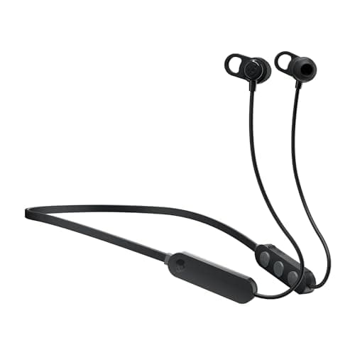 Skullcandy Jib+ Wireless Earbuds, Bluetooth Headphones, Up to 6 Hours Battery, Noise Isolating Fit, Water Resistant, Microphone for iPhone Android, Convenient Collar and 3 Ear Gel Sizes - Black