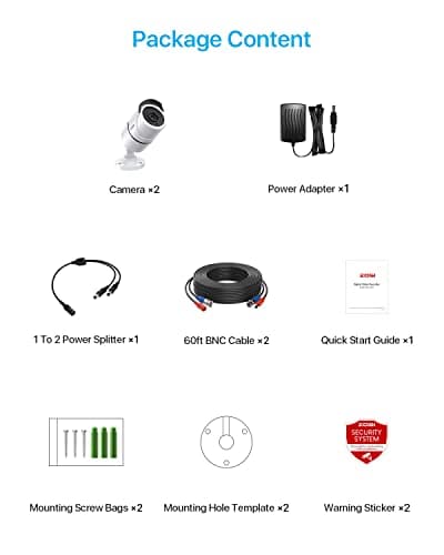 ZOSI 2 Pack 1080P Home Security Cameras with Audio Recording,Built-in Microphone,1920TVL 2.0MP HD-TVI Surveillance Cameras with 120ft IR Night Vision,Waterproof Surveillance Bullet Camera System 8