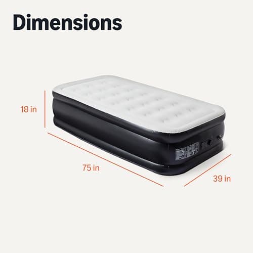 Amazon Basics Inflatable Air Mattress, Twin Size, 18 inch Height, with Built-in Electric Pump 5