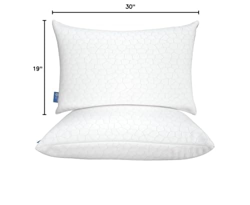 QUTOOL Cooling Pillow for Sleeping, CertiPUR-US Shredded Memory Foam Queen Pillows Set of 2, Cool Pillow for Hot Sleepers Adjustable Firm Pillow for Side, Back, Stomach Sleepers Soft Yet Support,White 10