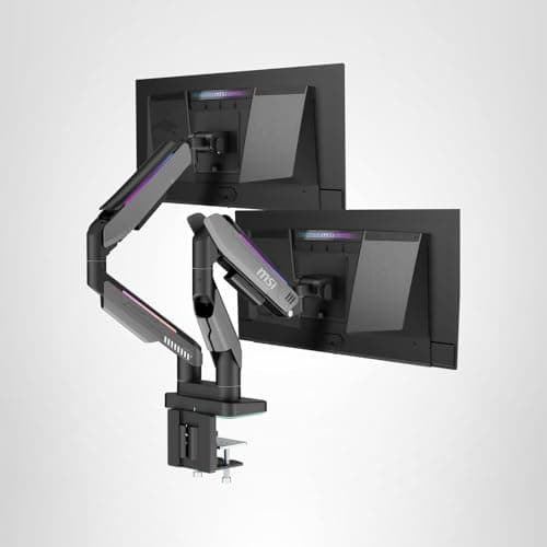 MSI MPG MT201R - Premium RGB Single Monitor Stand Arm, Supports 17-49" Screens and 44 lbs, VESA Compatible, Adjustable Heavy Duty Gas Spring Mount, Clamp & Grommet, Quick Release Plate - Gray 12