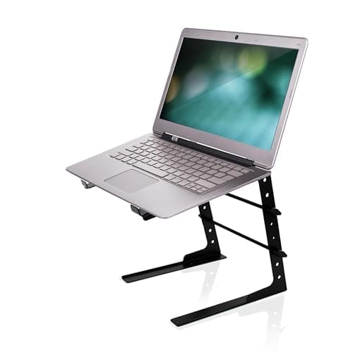 Pyle Portable Adjustable Laptop Stand - Anti-Slip Standing Table Monitor or Computer Desk Workstation Riser with Level Height Alignment for DJ, PC, Gaming, Home or Office