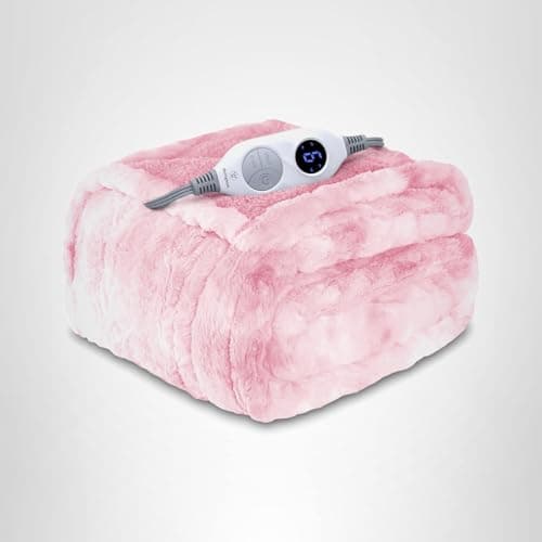 Westinghouse Electric Throw Blanket, Faux Fur Heated Blanket with 6 Heating Levels & 2-10 Hours Auto Off, Soft Cozy Sherpa Heated Blanket Washable Blanket (50" x 60" Throw Size, Pink) 9