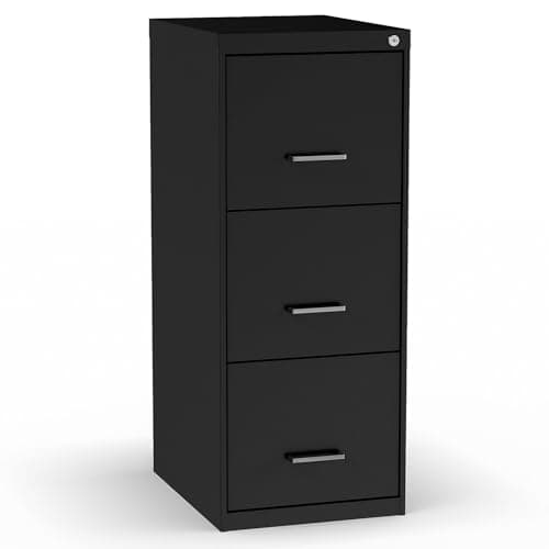 Staples Vertical File Cabinet for Letter/Legal Files, 3-Drawer, Letter/Legal Compatible, Locking, Black