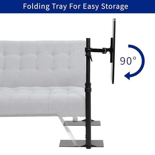 VIVO 20 inch Over Couch Swivel Table, Laptop Desk for Remote Work, Portable Recliner Workstation with Height Adjustable Swing Arm, Black, DESK-ST01C 5