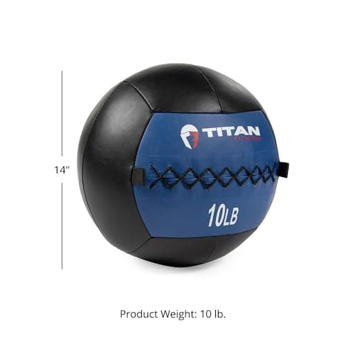 Titan Fitness 10 LB Soft Leather Medicine Wall Ball, Blue Color-Coded Weighted Wall Ball, Full Body Dynamic Exercise Med Ball, Core Fitness, Strength Training, Exercise Conditioning 7