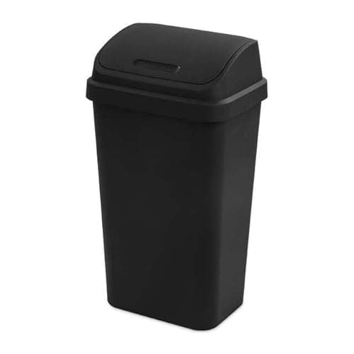 Hgcase 13 Gallon Trash Can, Plastic Swing Top Kitchen Trash Can, Black