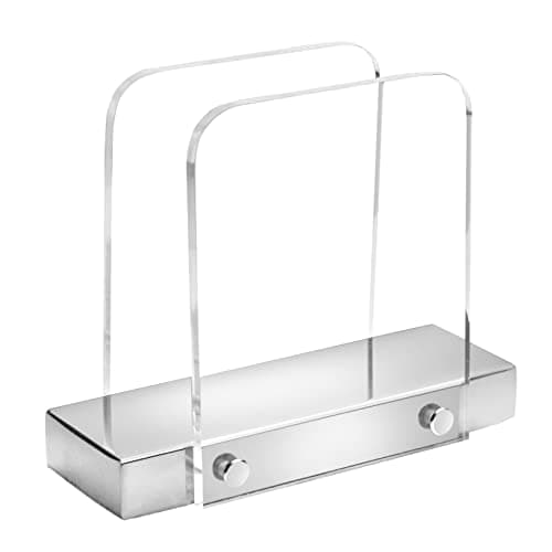 Modern Napkin Holder for Kitchen, Standing Napkin Holder for Tables, Clear Acrylic and Silver Steel Base Kitchen & Dining Room Decor 5